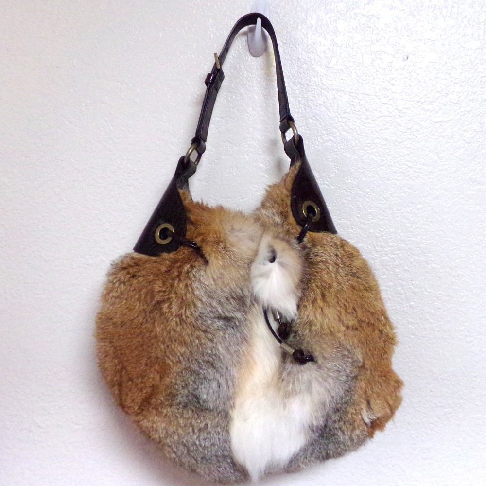 Adrienne Vittadini Fur-Trimmed Hobo Bag